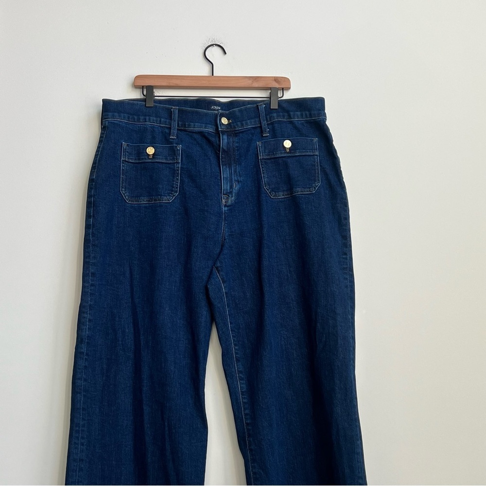 J Crew Factory Full Length Slim Wide Leg Sailor Jeans 35 Tall Premium Edition - Picture 6 of 15